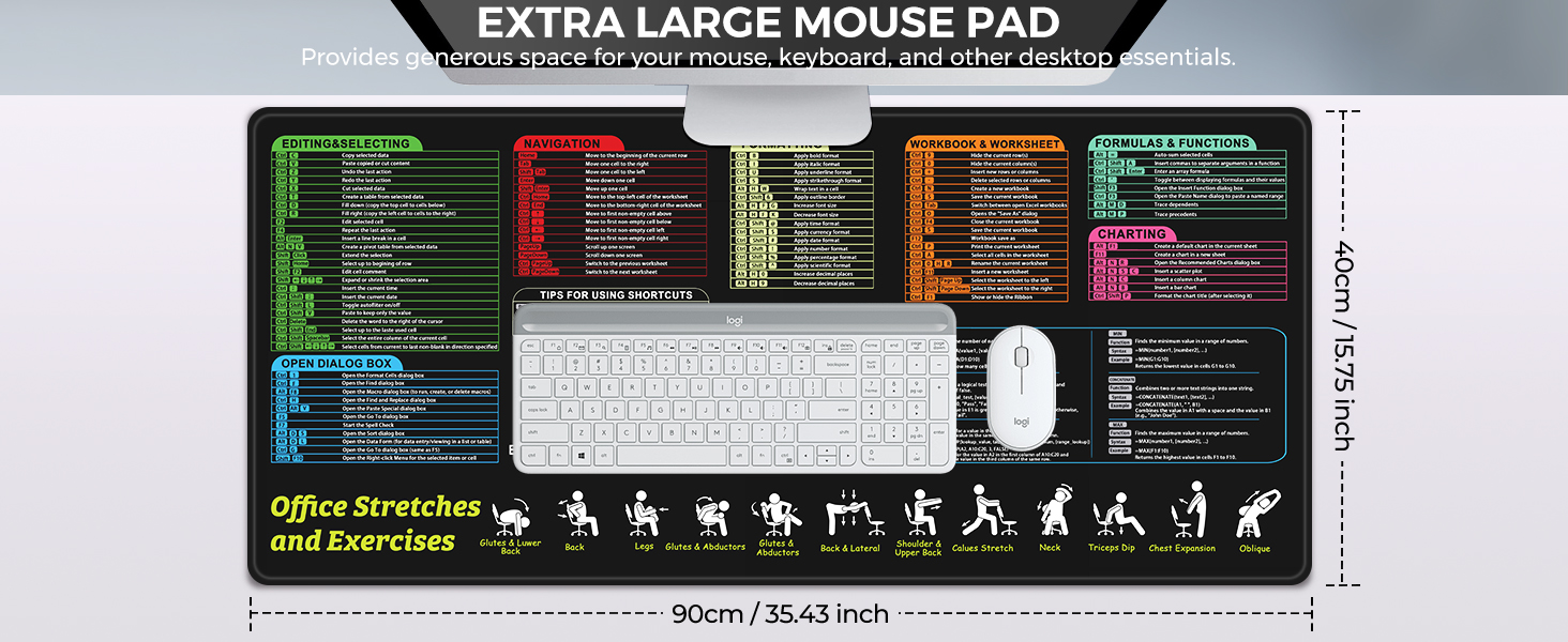 Large Mouse Pad Excel Shortcut Key