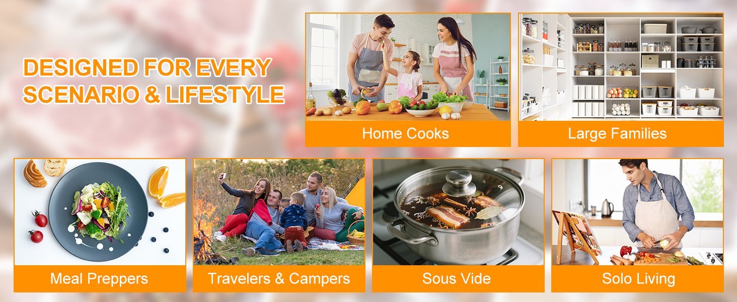 Ideal for meal prep, sous vide cooking, and travel storage