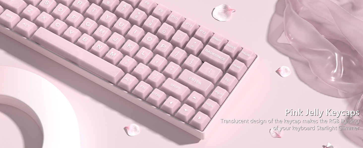 Keyboard Keycaps Jelly, Clear Cute Keycaps, Transparent Pink Custom Key Cap