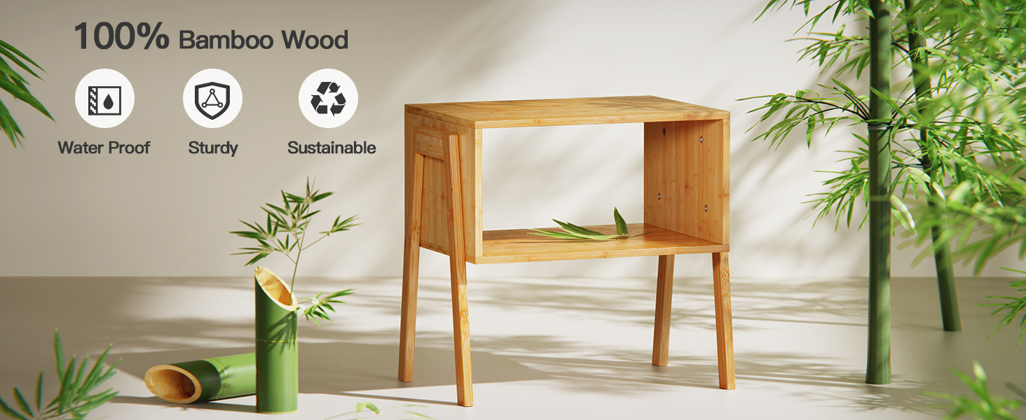 nightstands night stands set of 2 Stackable Side Tables bamboo end tables