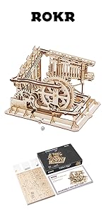 ROKR 3D Wooden Puzzles Marble Run Set - Mechanical Model Kit for Adults DIY Roller Coaster Toys Gift...
