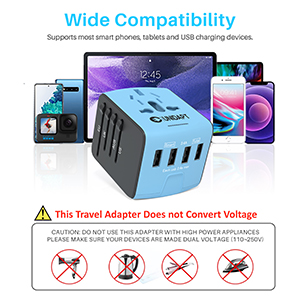 Works in over 160 countries. The international adapter does convert voltage