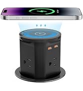 BTU Pop Up Outlet for Kitchen Countertop with 15W Wireless Charger, 20W USB C Fast Charging &amp; 4 A...