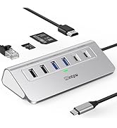 intpw P9R USB C Hub Ethernet, 10-in-1 USB-C Docking Station, Aluminum USB to Ethernet Adapter wit...