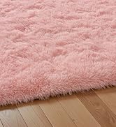 Macgace Light Pink Rugs for Bedroom Girls, 4x6 Shag Rug Fluffy Area Rugs with Non-Slip Backing fo...