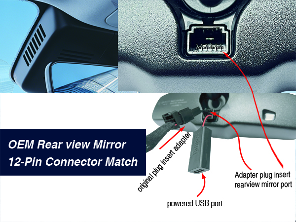 Toyota Tacoma Highlander Tundra Sienna plug play dash cam adapter rear view mirror dash cam adapter