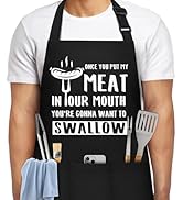 NLUS Funny Aprons for Men, Men’s Funny Chef Cooking Grilling BBQ Apron with 3 Pockets, Father's D...