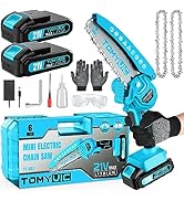 Mini Chainsaw 6-Inch Battery Powered - Best Cordless Small Handheld Chain Saw with 2 Rechargeable...
