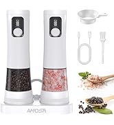 Electric Salt and Pepper Grinder Set, Upgrade 2-Speed Setting, External 5 Adjustable Coarseness, ...