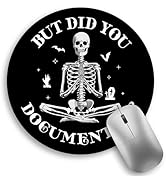 Funny Skull Skeleton Mouse Pad, Small Round Mouse Pads for Desk, Mini Travel Mousepad for Work Wi...