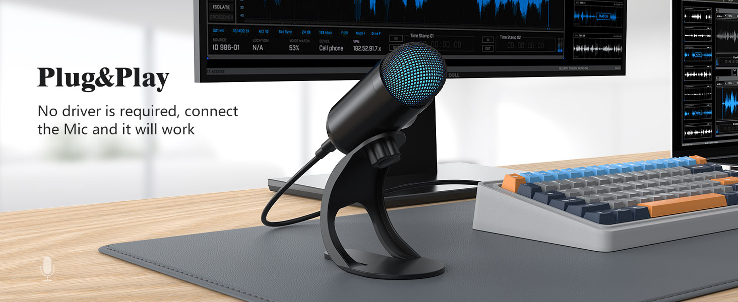Plug and Play with Stand for PC Mic