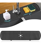 BFONS Silicone Faucet Handle Drip Catcher Tray, 24in x 5.55in, Black