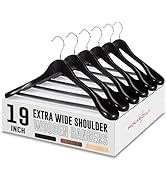 HOUSE DAY 19'' Extra Wide Shoulder Wooden Hangers 6 Pack, Premium Large Wood Suit Hangers with No...