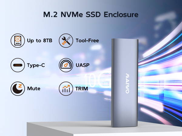 maiwo M.2 nvme ssd Enclosure housing shell caddy reader pcie nvme to usb c adapter for windows 10 11