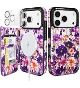 Obbii for MagSafe Flip Wallet Case for iPhone 18 Pro,Marble Pressed Flowers | Compatible with Mag...