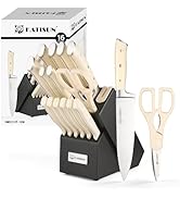 KATISUN 16 Piece German Stainless Steel Knife Set With Block, ABS Ergonomic Handle Chef Knives, S...