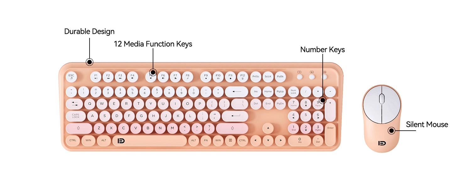 aesthetic keyboard and mouse wireless for desk decor