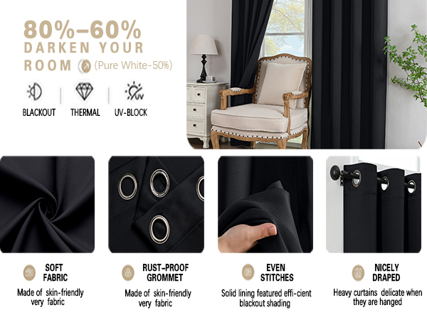 black curtains
