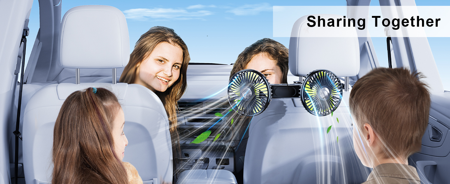 DICMKY Dual Head Car Cooling Fan for Back Seat