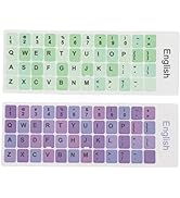 Acogedor 2Pcs PVC English Keyboard Replacement Letter Stickers, Colorful Background and Black Let...