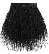 Soarer Black Ostrich Feathers Trim - 2Yards 5-8inch Feathers Fringe Trim for DIY Sewing Clothing,...