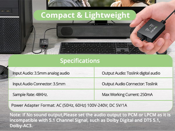 3.5 mm to Optical Audio Cable 