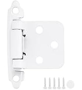 40 Pack 20 Pair White Cabinet Hinges - 1/2 inch Overlay Kitchen Cabinet Hinges, Semi-Concealed Hi...