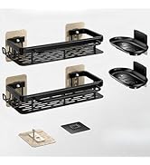 Styptika Flat Panel Design Shower Caddy,Anti-Tip &amp; Anti-Fall Bathroom Organizers and Storage,4-Pa...