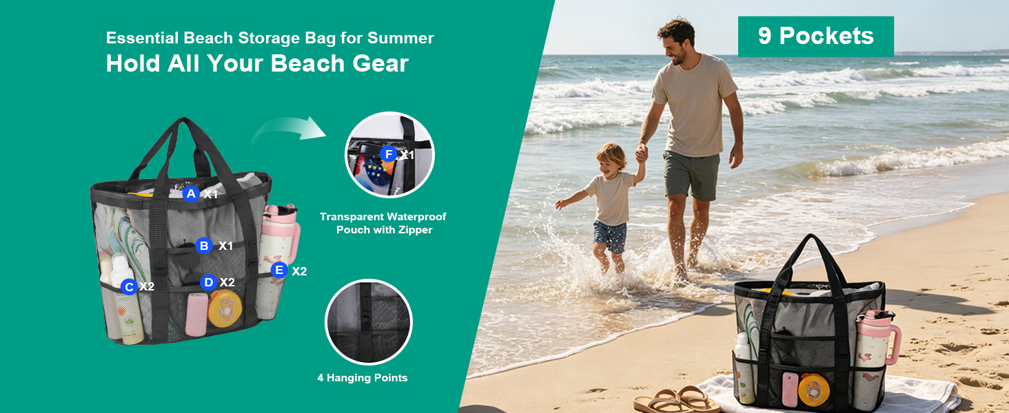 Mesh Beach Bag for Women/Family