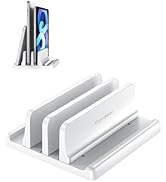 Vaydeer Vertical Laptop Stand for Desk, Dual Slots Plastic Laptop Holder with Space Saving 4-in-1...