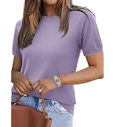Zeagoo Womens Summer Short Sleeve Tops Crew Neck Lightweight Pullover Sweaters Loose Dressy Casua...