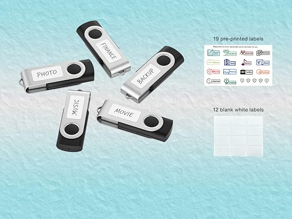 Enfain flash drive with labels