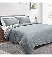 Threadmill Quilts Queen Size Sets | 3-Piece Queen Quilt Set with 2 Pillow Shams - Reversible Soft...