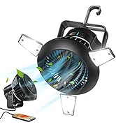 Camping Fans for Tents,Tent Fan Light Combo,5000mAh 4 Speeds,Rechargeable USB Output Port,Portabl...
