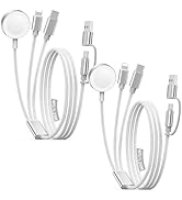 2 Pack Travel Essentials for Apple Watch Charger, 3 in 2 USB C Cable for Type C/L-Port Devices, M...