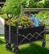 Collapsible Wagons Carts Foldable Wagon, Foldable Wagon Cart with Wheels, Folding Wagons for Beac...
