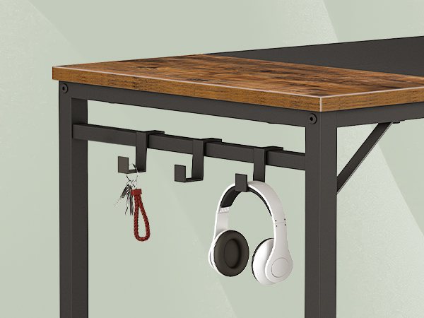 Computer Desk, Home Office Desk with Power Outlet, Modern Study Writing Desk