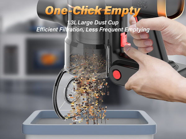 Tikom Vacuum The removable 1.3L Dust Cup meets multiple cleaning without frequent emptying
