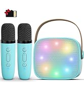 Mini Karaoke Machine for Kids Adults, Portable Bluetooth Karaoke Speaker with 2 Wireless Micropho...