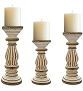 Perilla Home Candle Holder Set of 3 | 12 Inch, 10 Inch, 8 Inch | White | Handmade | Rustic &amp; Vint...