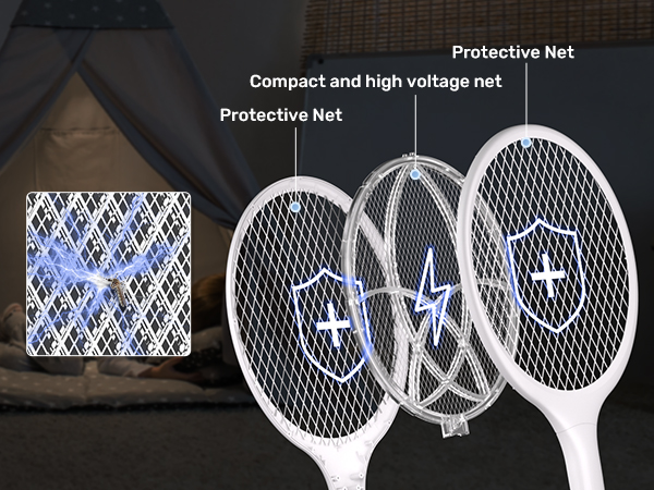 Electric Fly Swatter 4000V Bug Zapper Racket Dual Modes Mosquito Killer
