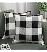 decorUhome Farmhouse Buffalo Plaid Check Throw Pillow Covers 20x20 Set of 2, Outdoor Decorative P...