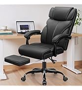 HeroSet Office Chair, Executive Big and Tall Leather Desk Chairs with Footrest, Ergonomic Breatha...