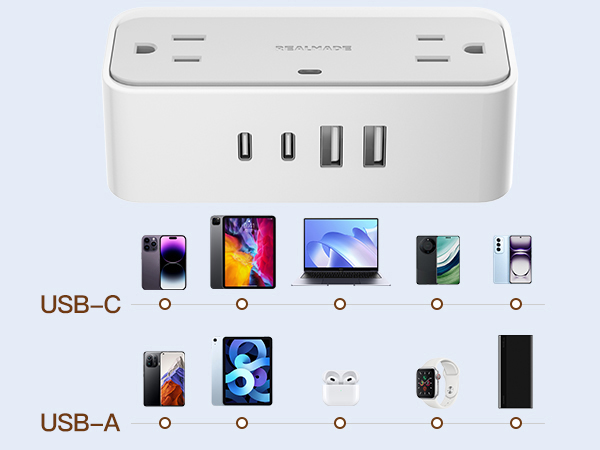 USB Power strip dorm room essentials power strip flat plug extension cords flat wall extension cord