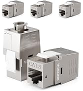 VCE RJ45 Cat8 Shielded Keystone Jack, 40Gbps 180-Degree Easy Toolless Modular Jack PoE for 22 to ...