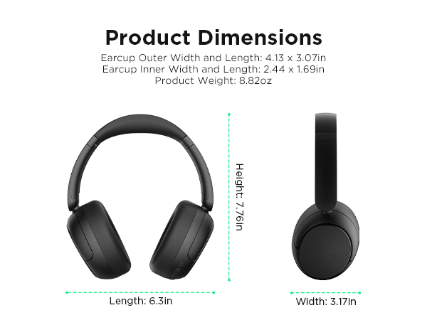 TALIX noise cancelling over ear headphones
