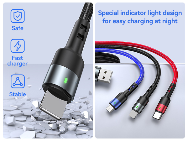2Pack Short 3 in 1 Charging Cable
