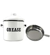 Roadmap Bacon Grease Container with Strainer Enamelware Bacon Grease Can Bacon Gifts for Bacon Mi...