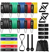 Odoland 27pcs Resistance Bands Set, Exercise Workout Bands with Handles, Resistance Loop Bands, L...