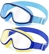 Vvinca 2pc Kids Goggles with Elastic Fabric Strap, Wide View Anti Fog UV Anti Shattered Lens for ...